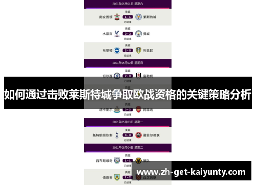 如何通过击败莱斯特城争取欧战资格的关键策略分析