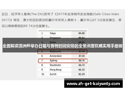 全面解读澳洲杯举办日期与赛程时间安排的全景深度权威实用手册版